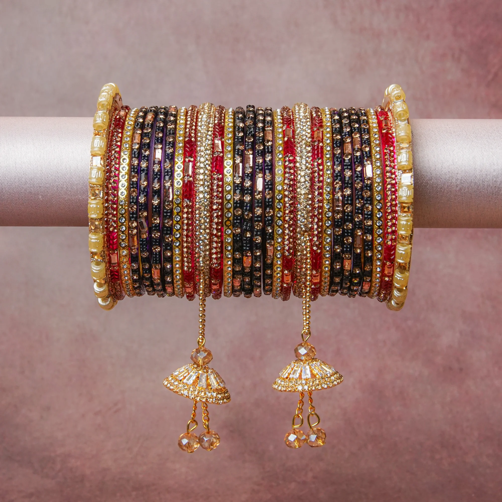 A grounding Navy Blue forms the heart of the set, while touches of Red, Antique Gold add charm.

A thoughtful composition of Glass, Gold-toned Metal, Rhinestone, Faux Pearl, Faceted Glass, designed to feel complete without being heavy.
Each element layers seamlessly, creating a look that is refined, wearable and quietly striking.